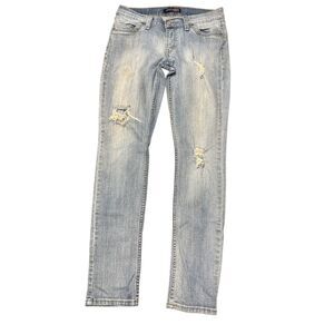 Levi’s Genuinely Crafted Low Rise Skinny Size 9 M Light Wash Blue Distressed